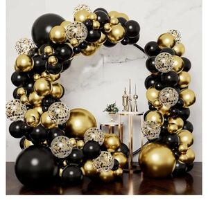 Black and Gold Balloon Arch Set NWT